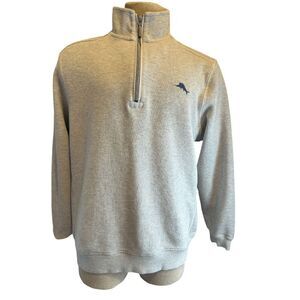 Tommy Bahama Men Sweater Relax Sz M Half Zip Pullover Sweatshirt Cowl Neck Gray